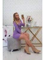 Šaty s výstrihom na gombíky 8975 fialové - Kesi