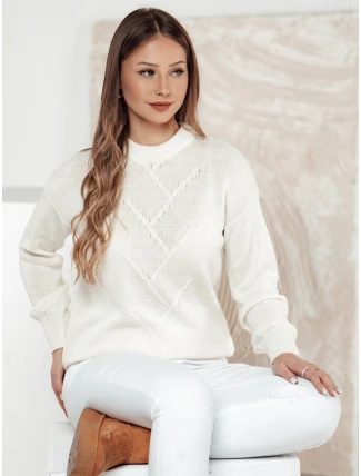 Dámsky nadrozmerný sveter FEMWEAVE ecru FashionStreet MY2390