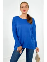 Sveter s prednými vreckami nevädze modrá