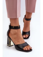 Elegantné čierne dámske sandále na podpätku Rosazara Elegantné čierne dámske sandále na podpätku Rosazara