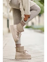 Śniegowce Z Wiązaniem Na Platformie Beżowe Mavora