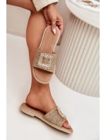 Klapki Damskie Płaskie Z Plecionką I Ozdobą Artiker 56C1337 Beżowe