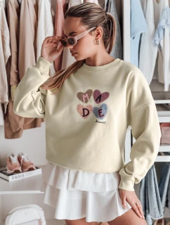 Dámska nadrozmerná mikina so srdiečkami MADELIN svetlozelená FashionStreet BY1460