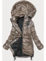 Dámska bunda v kakaovej farbe s odopínacou kapucňou (B8086-12)