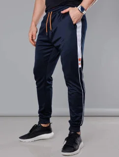 Pánske tepláky s prúžkami tmavomodré (8K161)