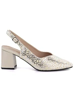 Kožené lodičky s remienkami béžovej farby Cambell 35306