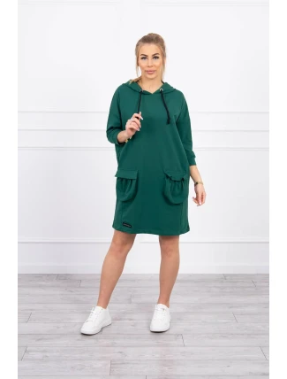 Šaty s kapucňou tmavo zelené