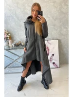 Zateplené šaty s dlhšími bokmi grafitové