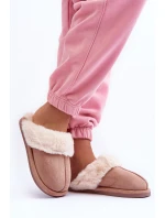 Damskie Papcie Klapki z Futerkiem Beżowe Pinky
