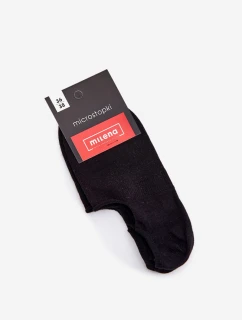 Damskie Skarpetki Microstopki Bawełniane Gładkie Czarne