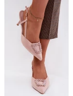 Dámské sandály na jehlovém podpatku s ozdobou Růžové Ismeria