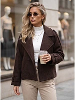 Krátky dámsky dvojradový kabát s opaskom v čokoládovej farbe FashionStreet NY0792 Krátky dámsky dvojradový kabát s opaskom v čokoládovej farbe FashionStreet NY0792