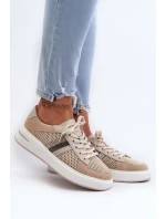 Sneakersy Skórzane Damskie D&A LR110 Beżowe