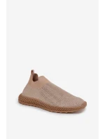 Wsuwane Buty Sportowe Damskie Ze Zdobieniem D&A TW121 Beżowe