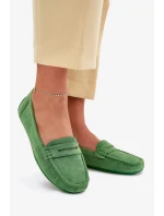 Dámske semišové mokasíny Lenvie - zelené