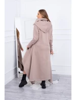 Zateplené šaty s dlhšími bokmi tmavo béžové