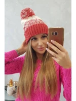Dámska čiapka s brmbolcom Abigail K326 raspberry+ecru Dámska čiapka s brmbolcom Abigail K326 raspberry+ecru