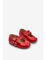 Lakierowane Balerinki Dziecięce Z Paseczkami Czerwone Margenis