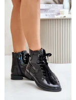 Lakované zateplené členkové topánky so zipsom S.Barski Black