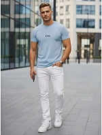 Pánske modré bavlnené tričko s potlačou FashionStreet NX5125R Pánske modré bavlnené tričko s potlačou FashionStreet NX5125R