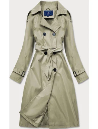 Dvojradový kabát v khaki farbe s opaskom (AG3-011) Dvojradový kabát v khaki farbe s opaskom (AG3-011)
