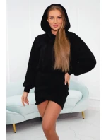 Zateplené šaty s obálkovým dnom čierne