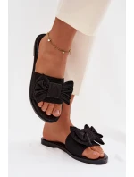 Dámské pantofle na nízkém podpatku s mašlí Černé Amivelle