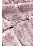 Ružová kožušinová vesta s kapucňou (B8059-81)