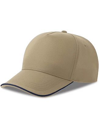 Atlantis Headwear Recy Five Piping – 5-panelová sendvičová čiapka 33.0282 khaki/navy Atlantis Headwear Recy Five Piping – 5-panelová sendvičová čiapka 33.0282 khaki/navy