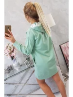Oversize šaty s kapucňou tmavo mätové