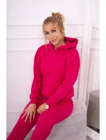 Fuchsiová otepľovacia súprava s mikinou uviazanou dole Fuchsiová otepľovacia súprava s mikinou uviazanou dole