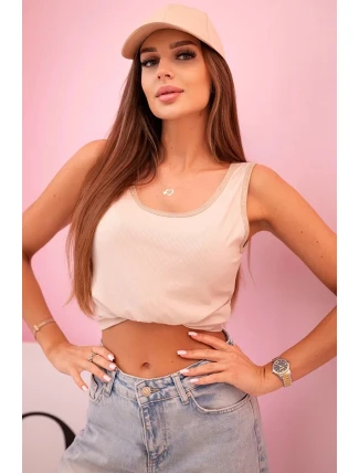 Dámska blúzka na ramienka s ozdobným lemovaním béžová