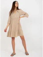 Dámske šaty D73761M30214C béžové - FPrice Dámske šaty D73761M30214C béžové - FPrice