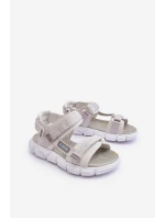 Dziecięce Sandałki Na Rzep Big Star LL374201 Biało-Srebrne