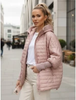 Dámska prešívaná bunda s kapucňou ružová FashionStreet TY5528