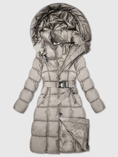 Dlhá hrubá zimná bunda s prúžkom Minority Beige (P3-6033-62)