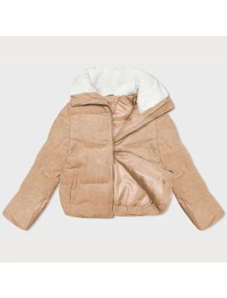Dámska manšestrová bunda s vysokým stojačikom J Style sand (5M3230-333)