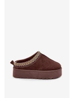 Dětské mládežnické sněhule s výšivkou na platformě čokoládové Jolisse