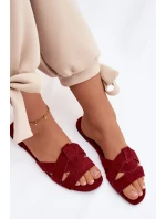 Plochké dámské pantofle s pásky bordové Pavelle