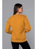 Dámska tepláková mikina v horčicovej farbe so sťahovacími lemami (W01-26)