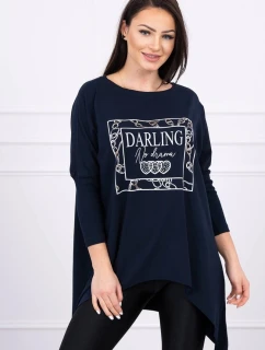 Milá tunika s tmavomodrou potlačou S/M - L/XL