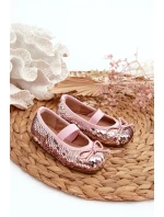 Balerinki Dziecięce Ozdobione Cekinami Różowe Weries