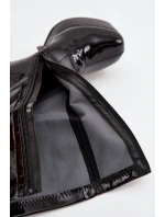 Lakierowane Botki Damskie Na Platformie I Słupkowym Obcasie Czarne Calvessa