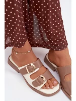 Dámské pantofle s zlatými sponami béžové Danelle