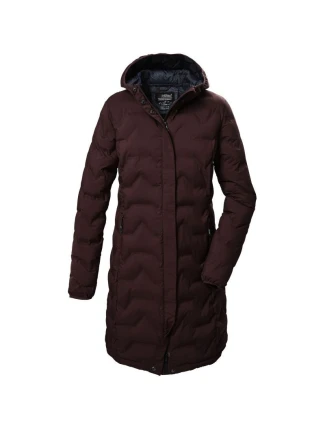 Dámska prešívaná bunda Killtec KOW 9 s kapucňou dlhá bordová (41806/447) -Killtec