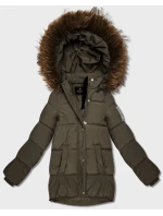 Pérová bunda s kapucňou khaki (KK60610) Pérová bunda s kapucňou khaki (KK60610)