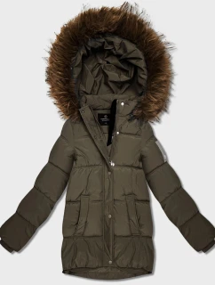 Pérová bunda s kapucňou khaki (KK60610)