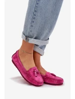 Damskie Płaskie Klasyczne Zamszowe Mokasyny S.Barski LR51-548 Fuksja