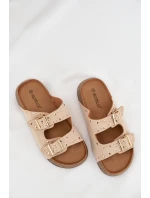 Dámské pantofle se zlatými sponkami a knoflíky Jasnobeżowe Tervina