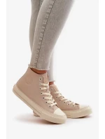 Dámske zateplené tenisky z eko kože Beige Big Star
